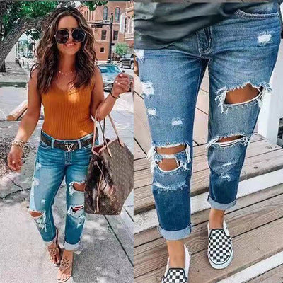 Ripped Jeans Personality Women's Jeans Comfortable Fit