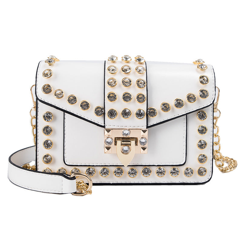 Rhinestone Rivet Chain Bag Shoulder Handbag