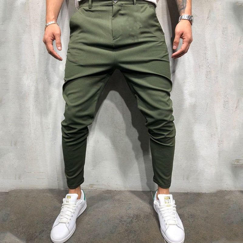 Men's Solid Color Slim-fit Pants Casual