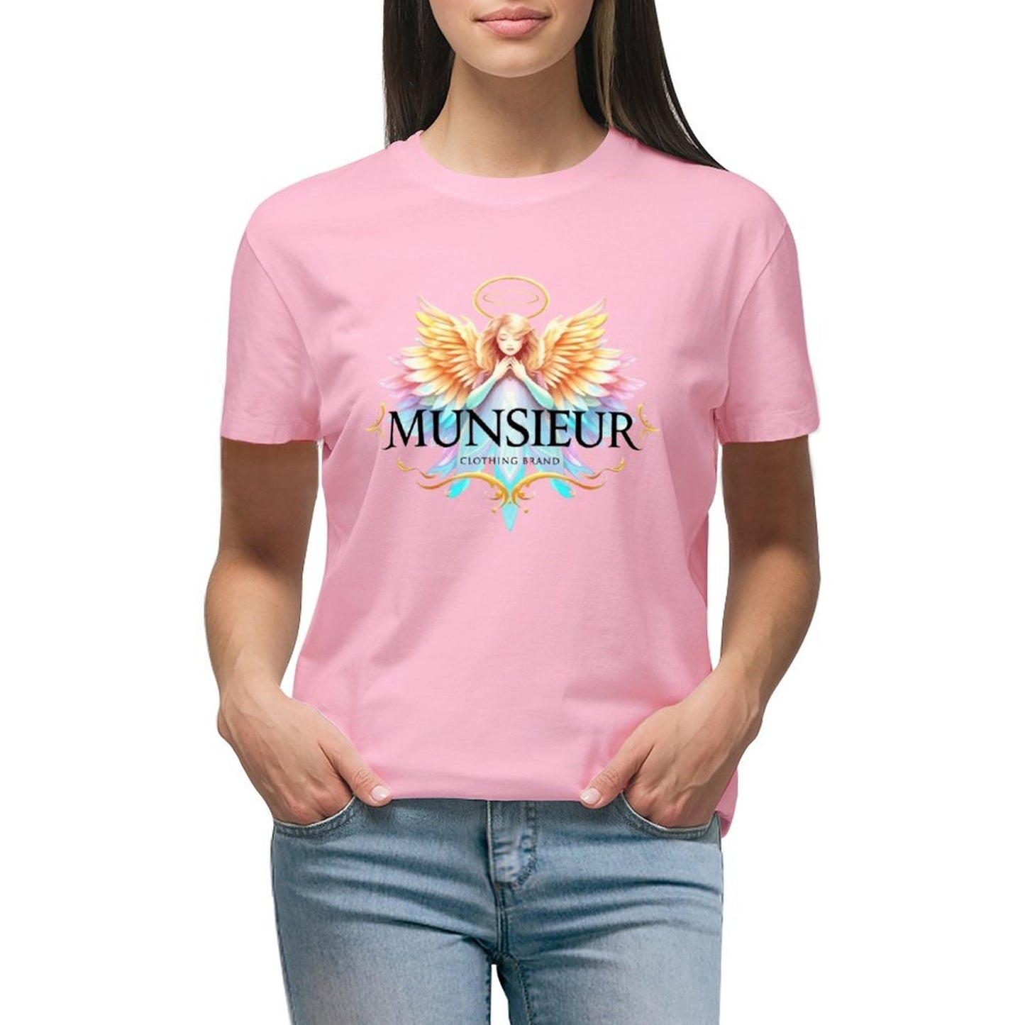 Munsieur Designer T-shirt for Women "Angel" Drip With Confidence Streetwear for Her