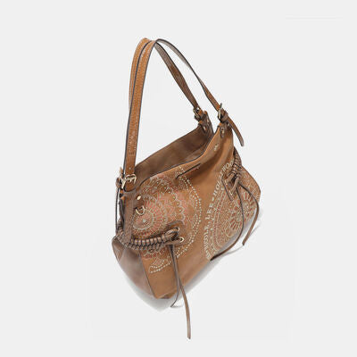 Nicole Lee USA Side Braided Tassel Inlaid Rhinestone Embroidery Hobo Bag - Munsieur
