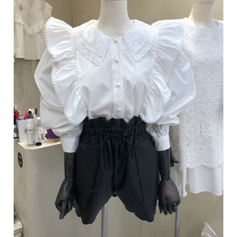 Women's Blouse Sweet Lace Buttoned