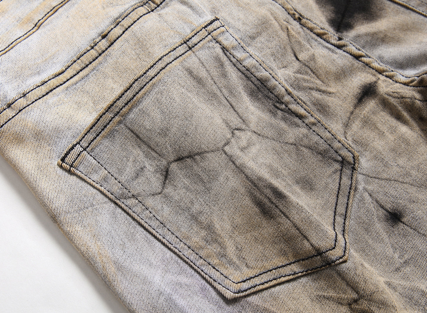 Men's Tie and Dye Letters 3D Printed Pants Fashion Holes Ripped Stretch Denim Pants Slim Straight
