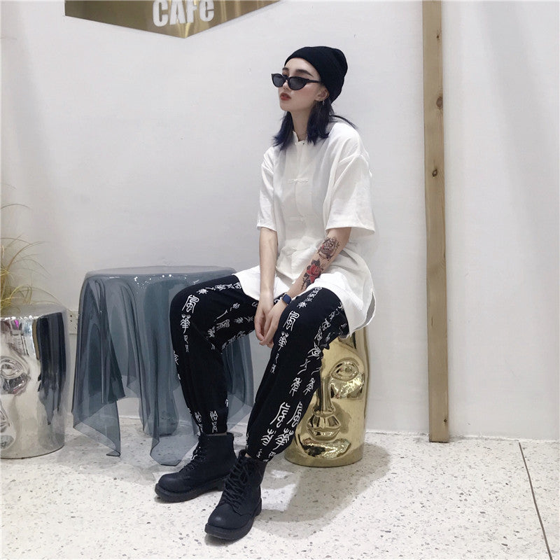 Women's Retro Cropped Leggings All-Match Casual Loose High Waist Leisure Leggings