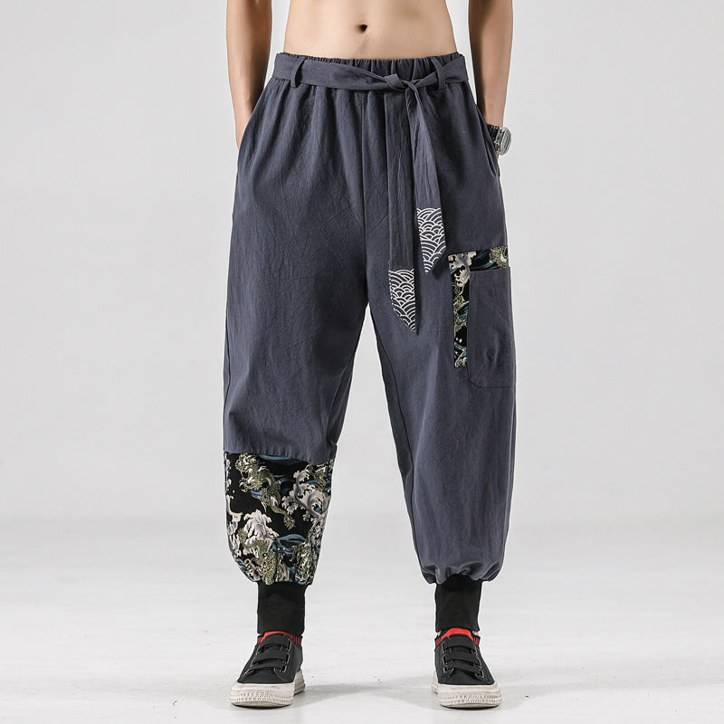 Men's 200 Jin Linen Fashion Loose Large Cotton Joggers