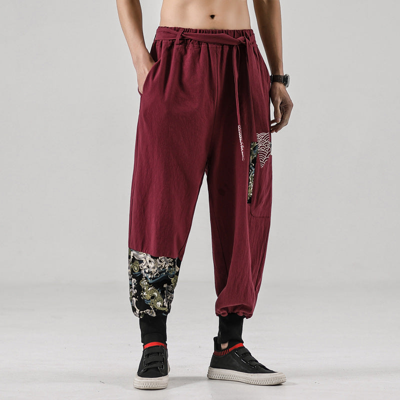 Men's 200 Jin Linen Fashion Loose Large Cotton Joggers
