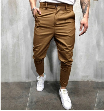 Men's Solid Color Slim-fit Pants Casual