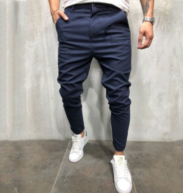 Men's Solid Color Slim-fit Pants Casual