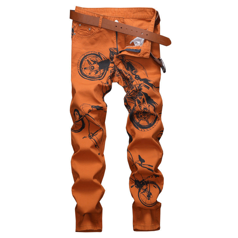 Men's Shark White Printed Black Pants