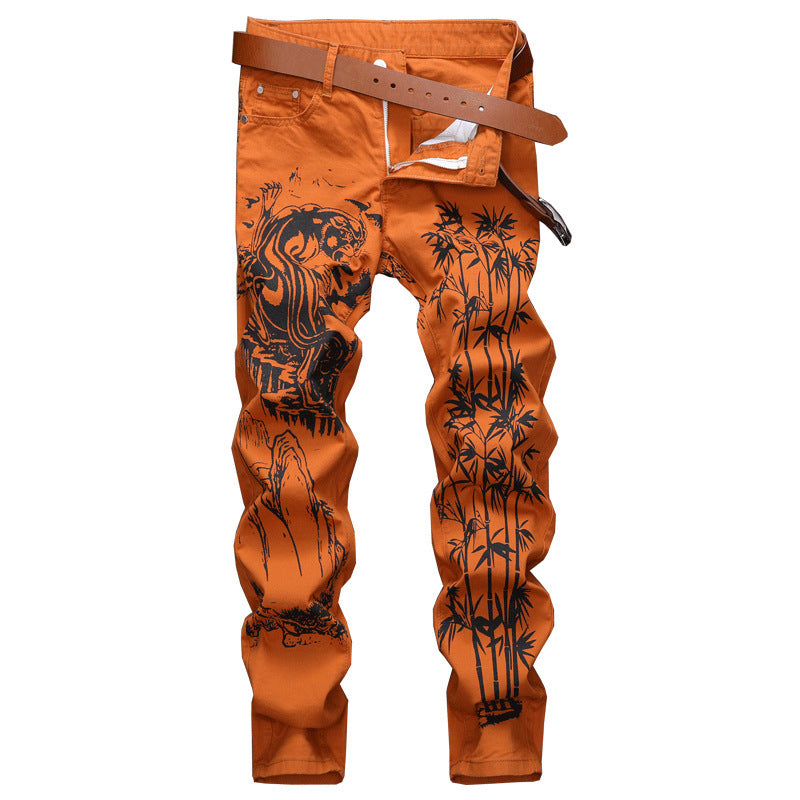 Men's Shark White Printed Black Pants