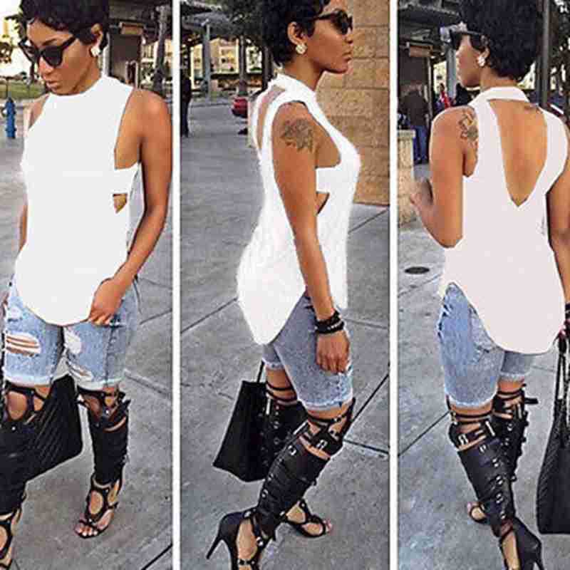 Women's High-Fashion Streetwear Tank T-shirt Casual Design Strapped V-neck T-shirt