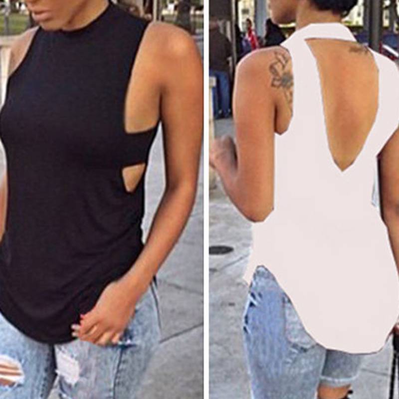 Women's High-Fashion Streetwear Tank T-shirt Casual Design Strapped V-neck T-shirt