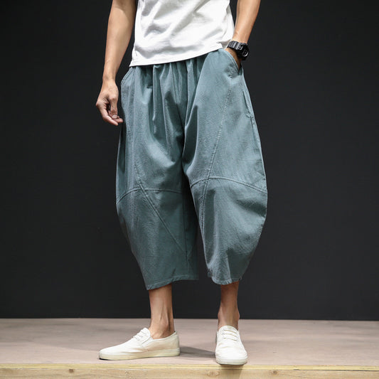 Men's Cropped Loose Wide-leg Shorts