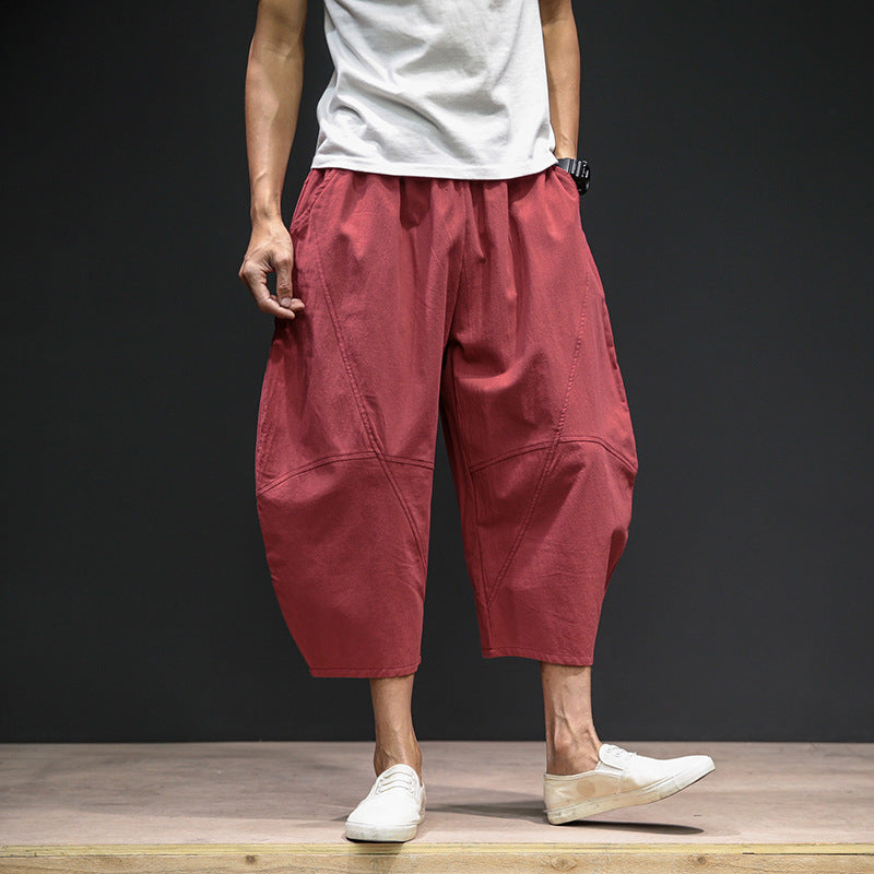 Men's Cropped Loose Wide-leg Shorts