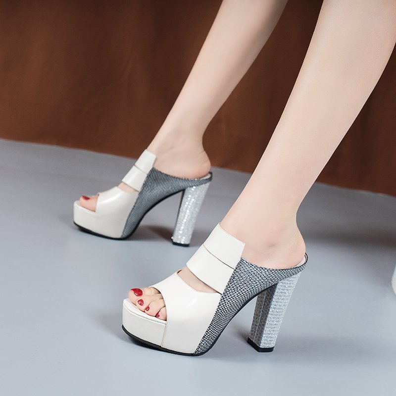 Fish Mouth Thick Heels Wear High Heels