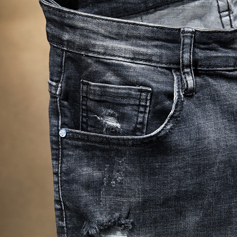 Summer Fashion Brand Worn Out Denim Shorts Men's
