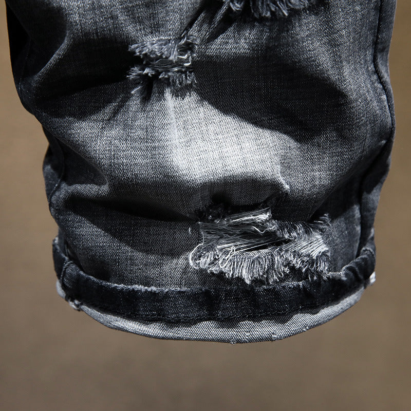 Summer Fashion Brand Worn Out Denim Shorts Men's