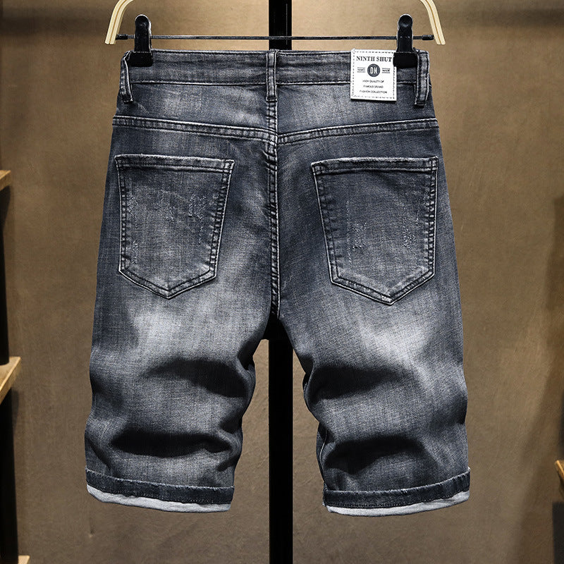 Summer Fashion Brand Worn Out Denim Shorts Men's