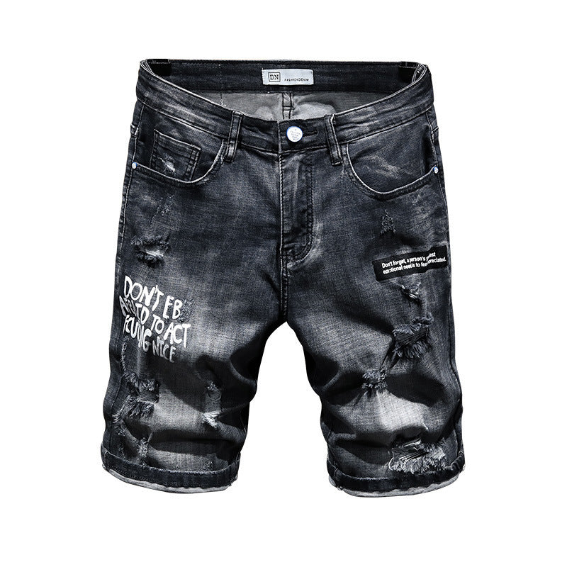 Summer Fashion Brand Worn Out Denim Shorts Men's