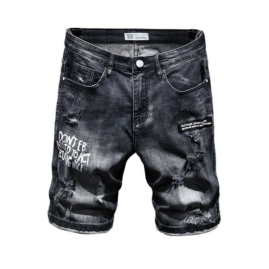 Summer Fashion Brand Worn Out Denim Shorts Men's