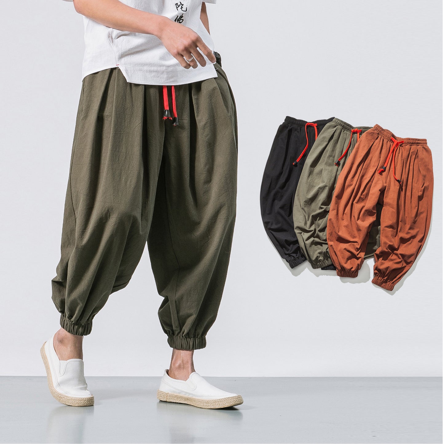 Men's Four Seasons Cotton Loose Hanging Gear Men Flying Squirrel Joggers