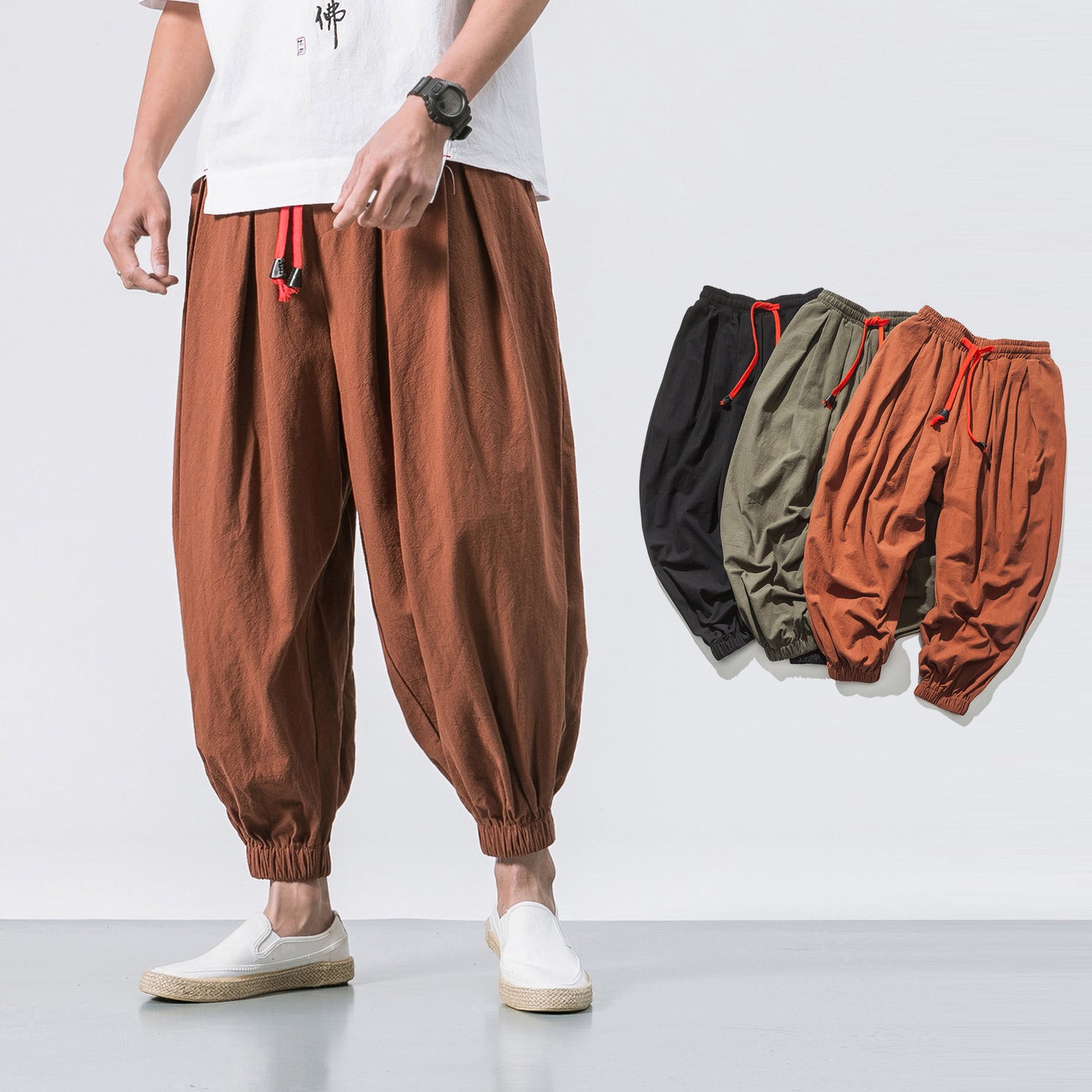 Men's Four Seasons Cotton Loose Hanging Gear Men Flying Squirrel Joggers