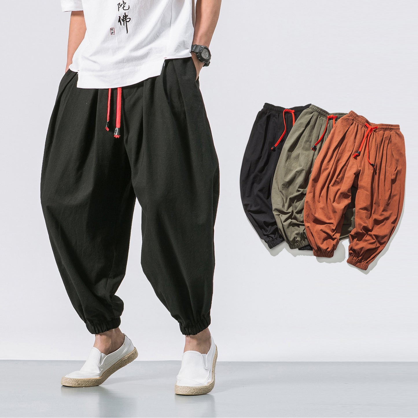 Men's Four Seasons Cotton Loose Hanging Gear Men Flying Squirrel Joggers