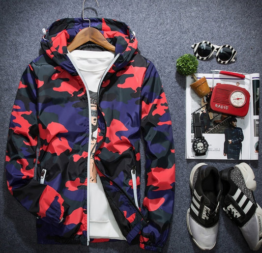 Men Fashion Brand Camouflage Coat Luminous Zipper MWJ011