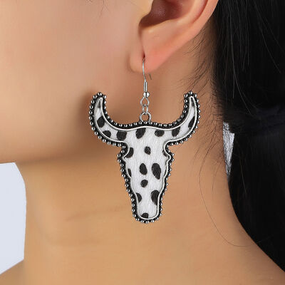 Alloy Animal Print Cow Head Earrings - Munsieur