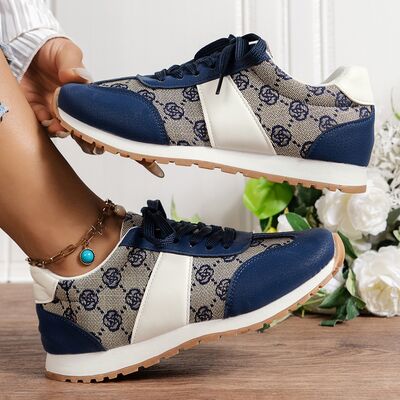 Floral Round Toe Flat Sneakers - Munsieur