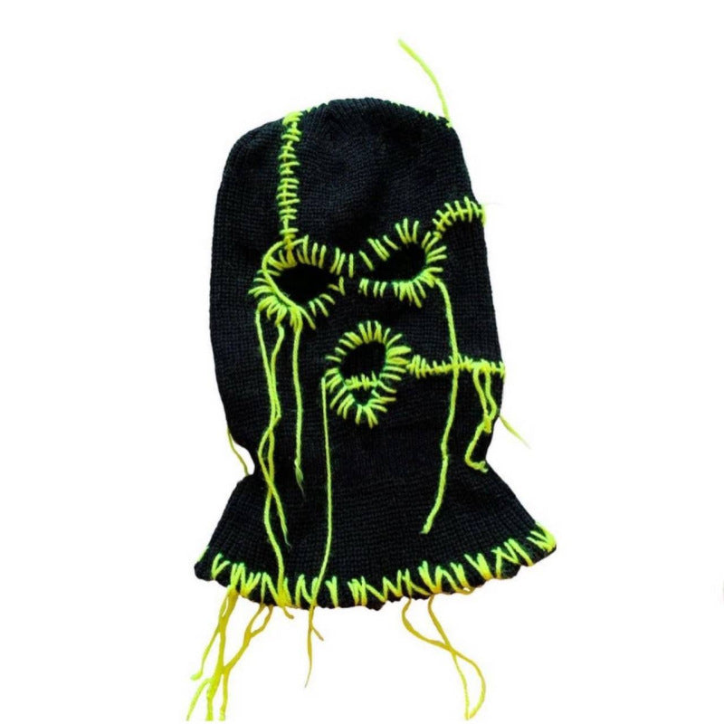 Handmade Knitted Colorful Line Hat Mask
