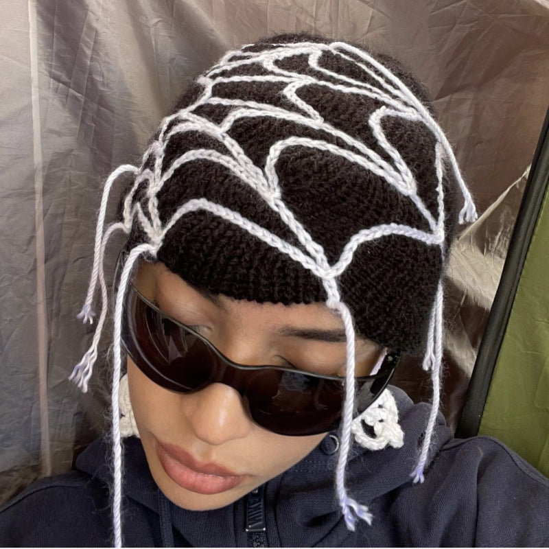 Handmade Knitted Colorful Line Hat Mask