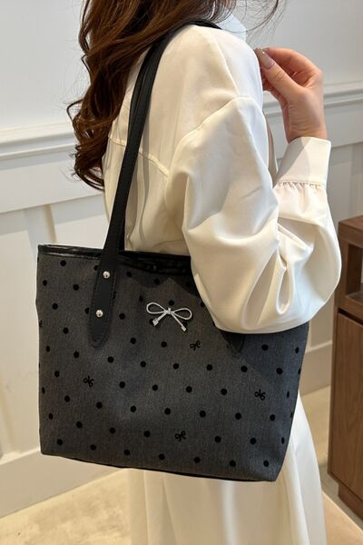 Bow Trim Polyester Tote Bag - Munsieur