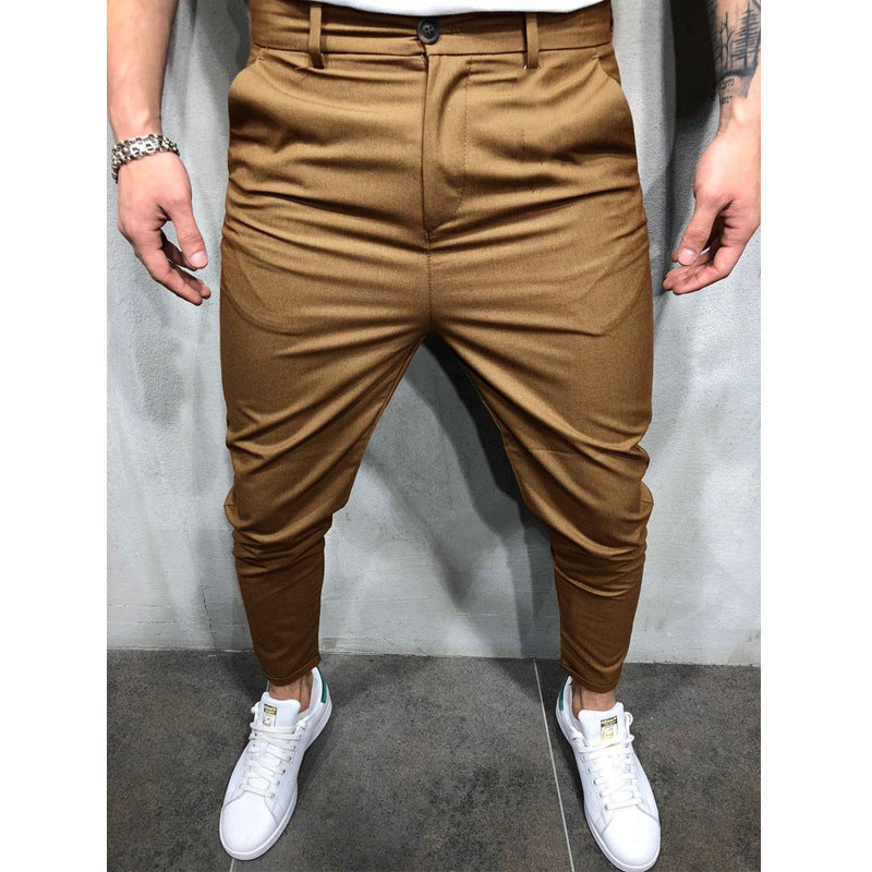 Men's Solid Color Slim-fit Pants Casual