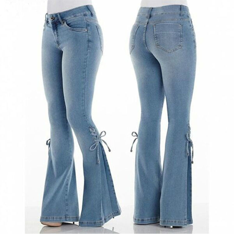 Women's Jeans Mid-Waisted Denim Stretch Jeans