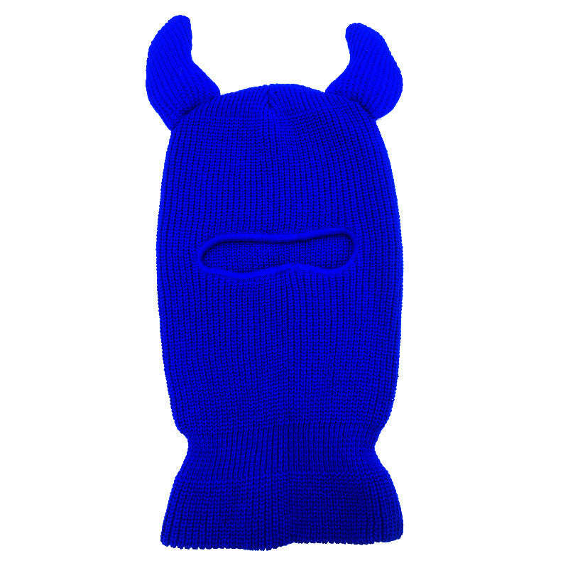 Halloween Wool Hat Mask Horn Single Hole