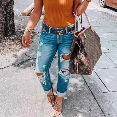 Ripped Jeans Personality Women's Jeans Comfortable Fit