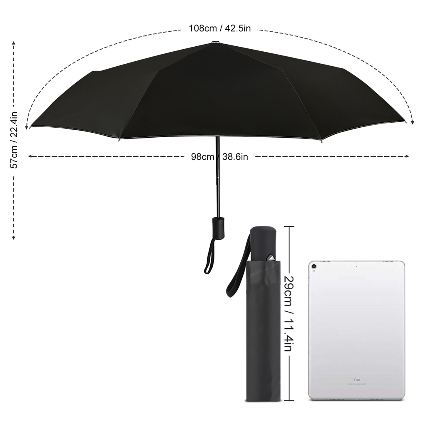 Automatic Umbrella with skull pattern inside & black outside.