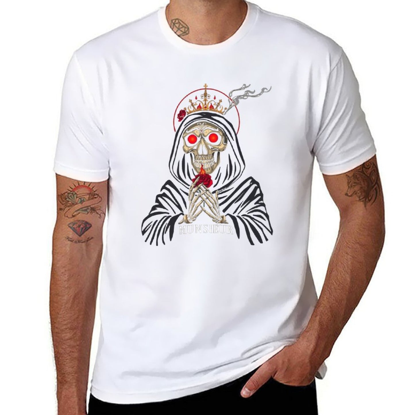 **SALE** Munsieur Men's Tee Cotton "Reaper Smoke" Comfortable Tee for Men