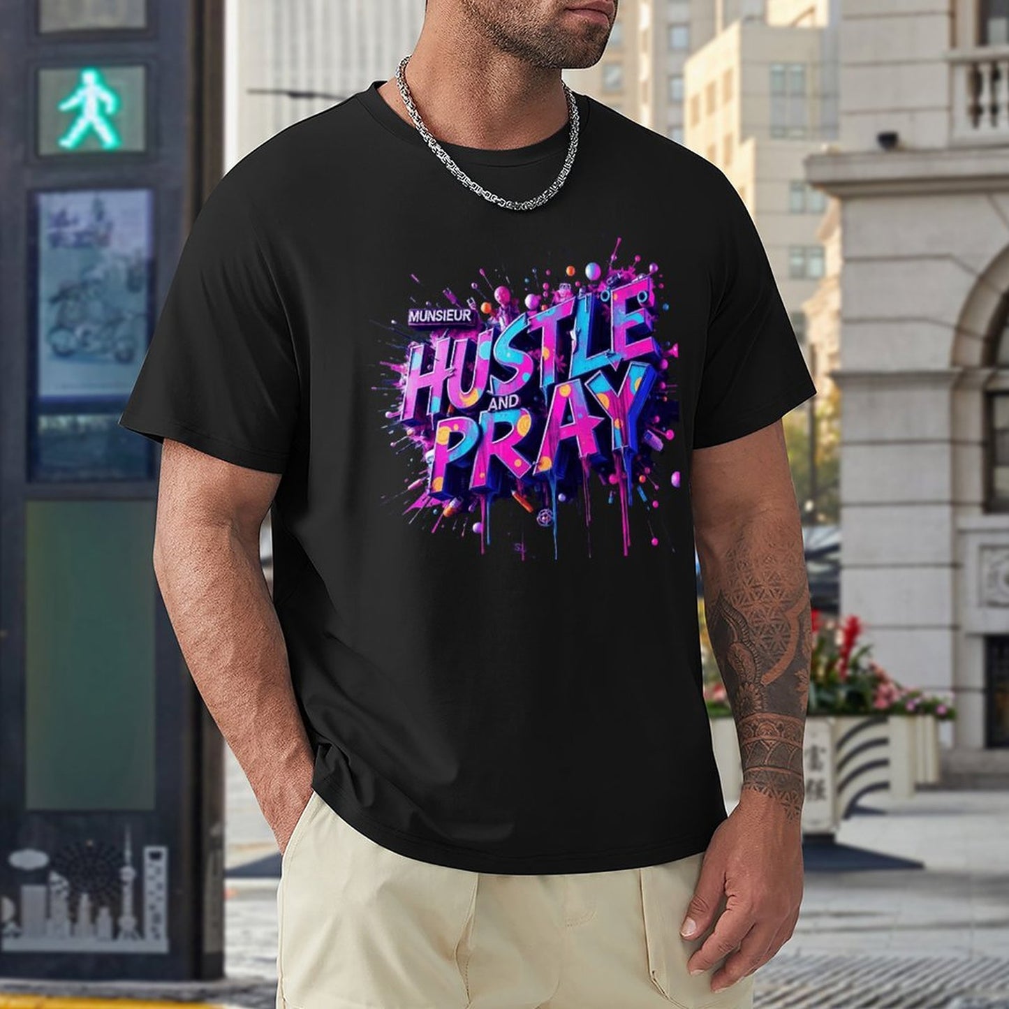 Munsieur Men's Tee "Hustle and Pray"