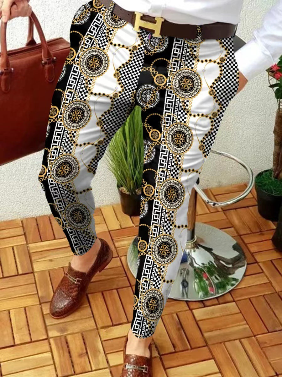 Men's Casual Abstract Contrast Micro-stretch Pants