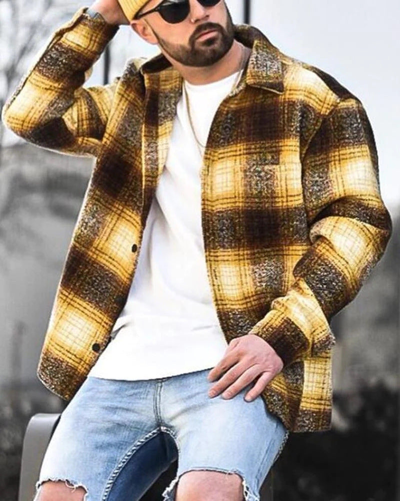 Men's Color Matching 3D Digital Printed Coat