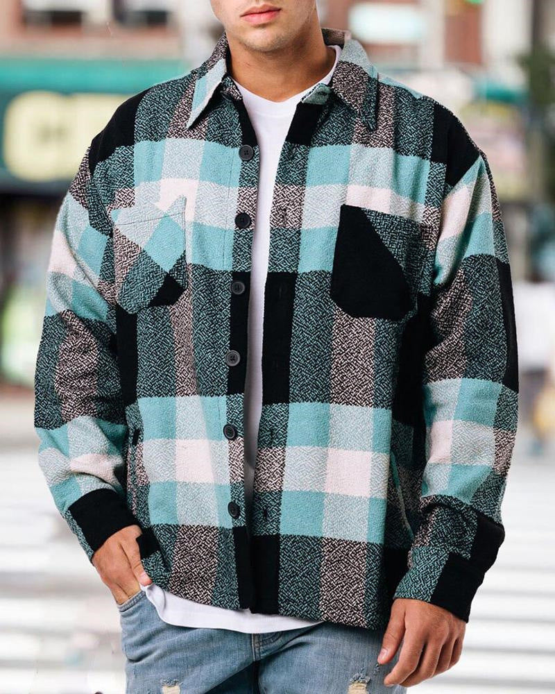 Men's Color Matching 3D Digital Printed Coat