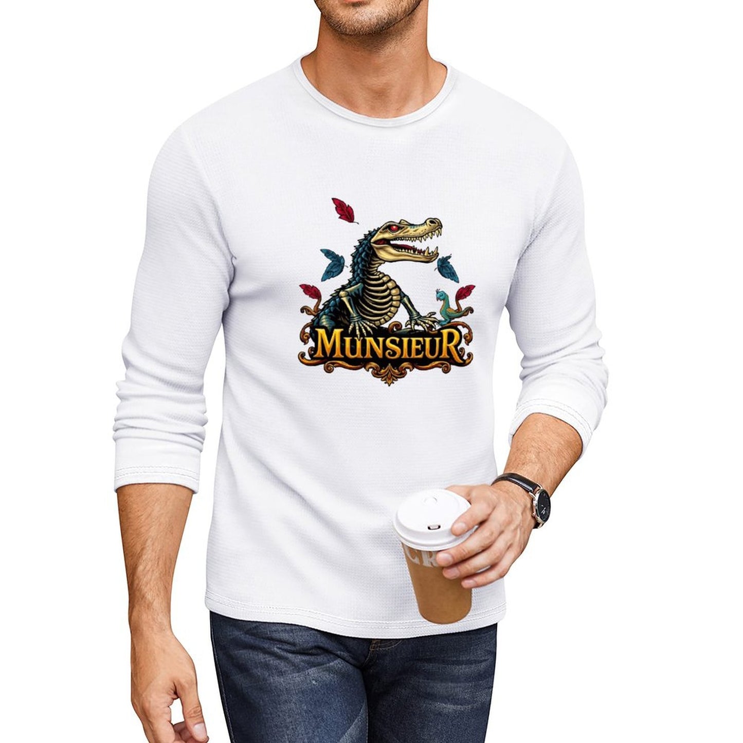 Munsieur Long Sleeve Tee for Men: Relaxed Fit with a Modern Edge - Munsieur