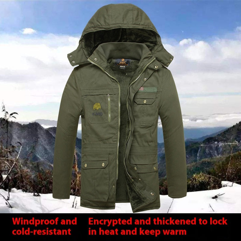 Windproof And Cold-resistant Ultra-fine-meshed Thickening Velvet Lining Cotton-padded Coat