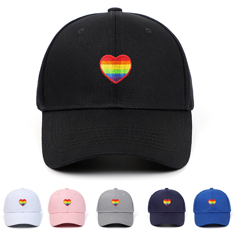 Men's Fashion Rainbow Heart Embroidered Outdoor Sun Hat