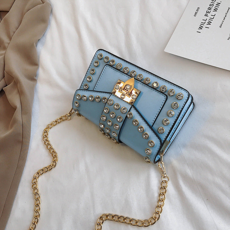 Rhinestone Rivet Chain Bag Shoulder Handbag