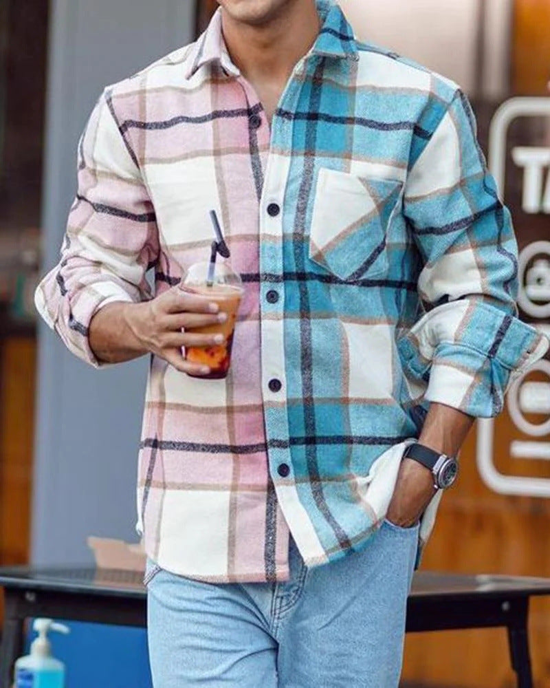Men's Color Matching 3D Digital Printed Coat