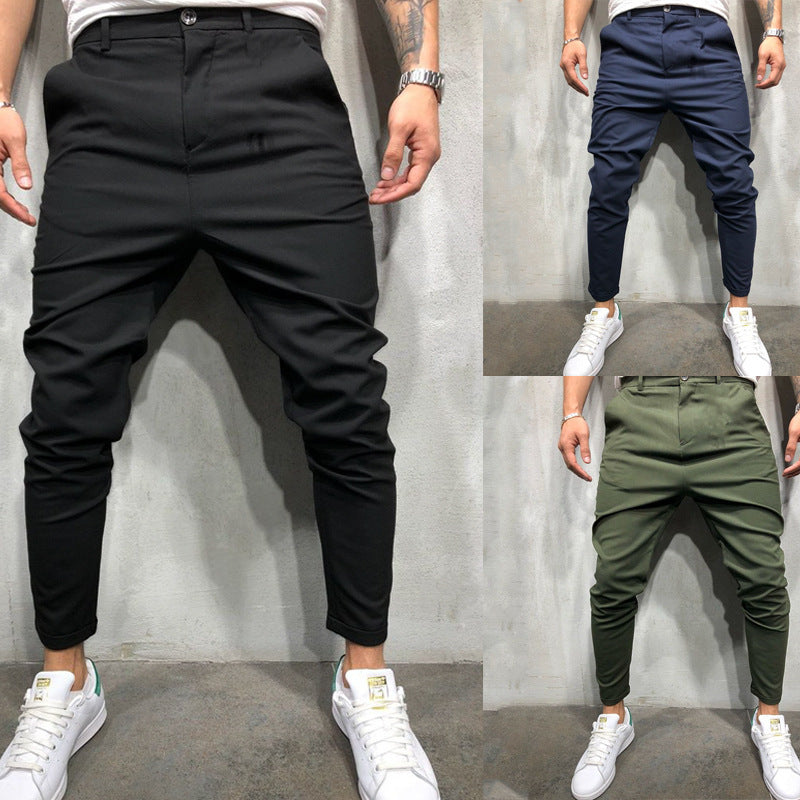 Men's Solid Color Slim-fit Pants Casual