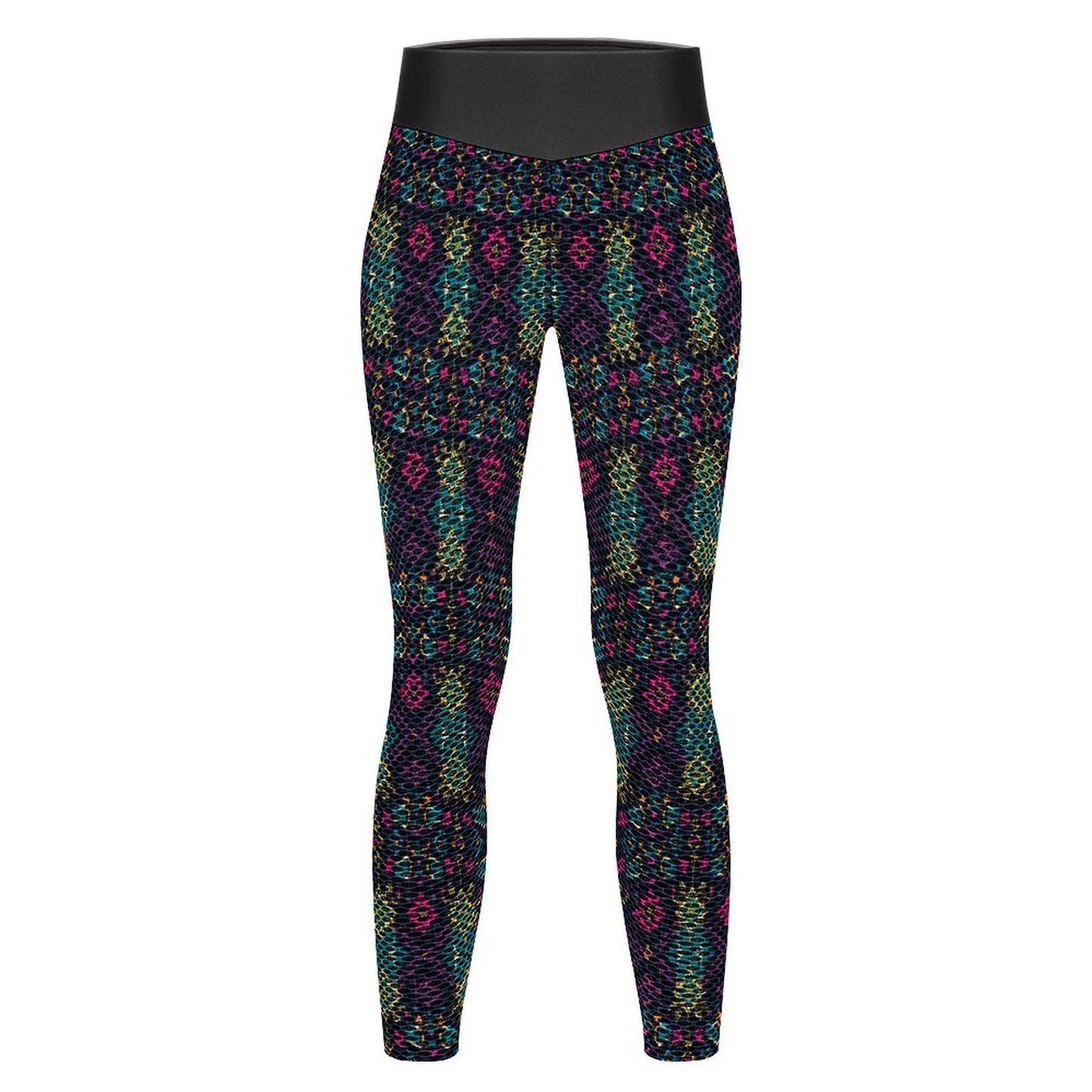 Munsieur Design Custom Printed Honeycomb Textured Yoga Leggings for Women